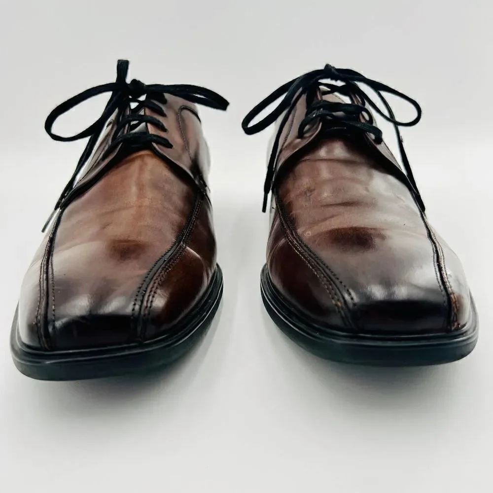 Kenneth Cole Reaction Get Busy Brown Leather Oxfords Size 11